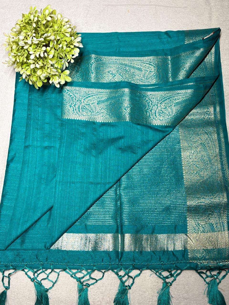 Rama Green Tussar Motka Saree